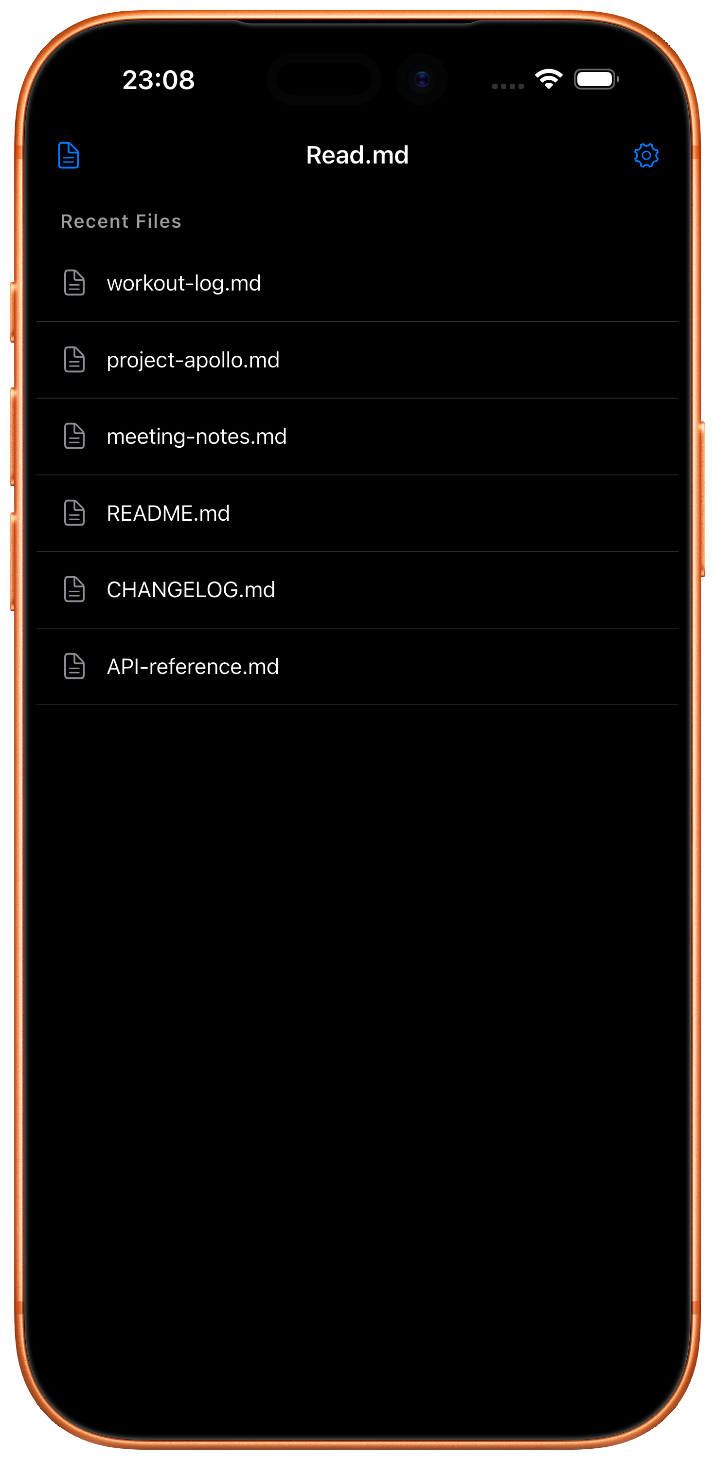 Read.md markdown reader recent files list
